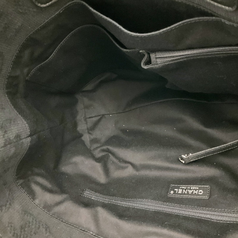 シャネル CHANEL ﾗｰｼﾞｼｮｯﾋﾟﾝｸﾞﾄｰﾄ ブラック/SV金具 ｺｯﾄﾝ レディース トートバッグ