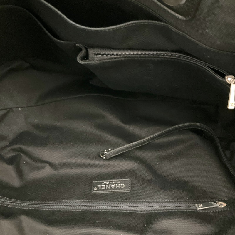 シャネル CHANEL ﾗｰｼﾞｼｮｯﾋﾟﾝｸﾞﾄｰﾄ ブラック/SV金具 ｺｯﾄﾝ レディース トートバッグ