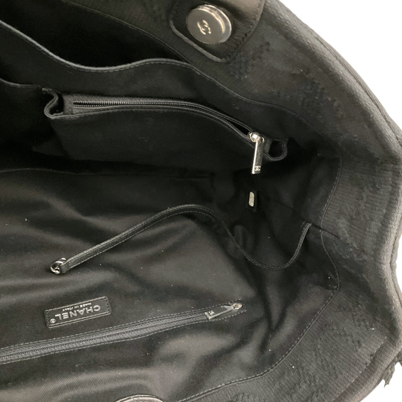 シャネル CHANEL ﾗｰｼﾞｼｮｯﾋﾟﾝｸﾞﾄｰﾄ ブラック/SV金具 ｺｯﾄﾝ レディース トートバッグ