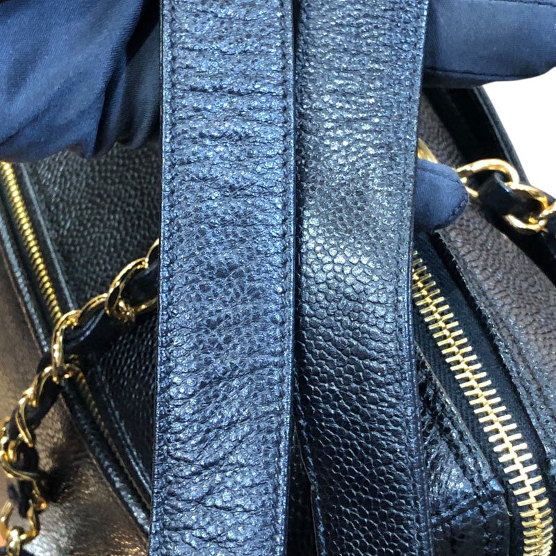 シャネル CHANEL ココマークチェーントートバック ブラック/ゴールド金具 キャビアスキン レディース ショルダーバッグ