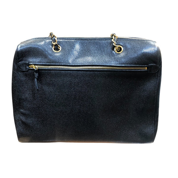 シャネル CHANEL ココマークチェーントートバック ブラック/ゴールド金具 キャビアスキン レディース ショルダーバッグ