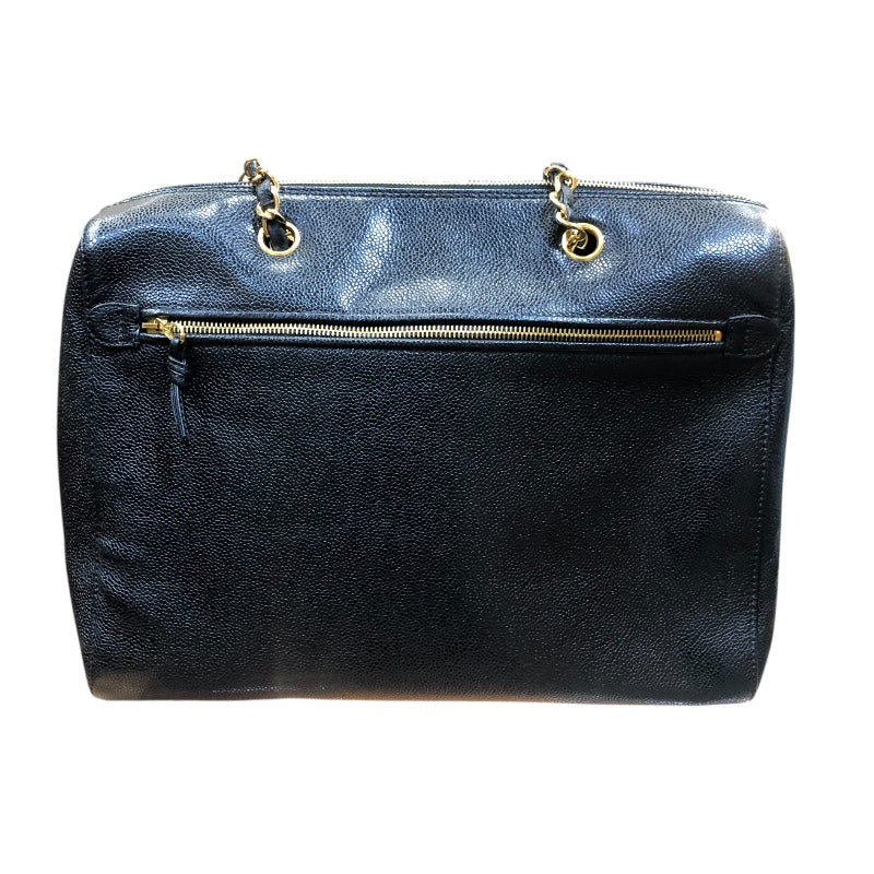 シャネル CHANEL ココマークチェーントートバック ブラック/ゴールド金具 キャビアスキン レディース ショルダーバッグ