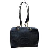 シャネル CHANEL ココマークチェーントートバック ブラック/ゴールド金具 キャビアスキン レディース ショルダーバッグ