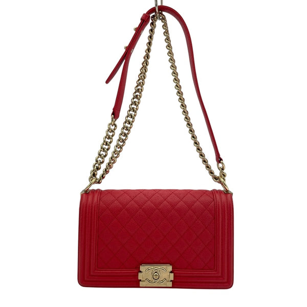 シャネル CHANEL ボーイシャネル25 A67086 29番台 レッド GD金具 ソフトキャビアスキン レディース ショルダーバッグ
