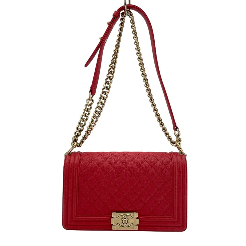 シャネル CHANEL ボーイシャネル25 A67086 29番台 レッド GD金具 ソフトキャビアスキン レディース ショルダーバッグ