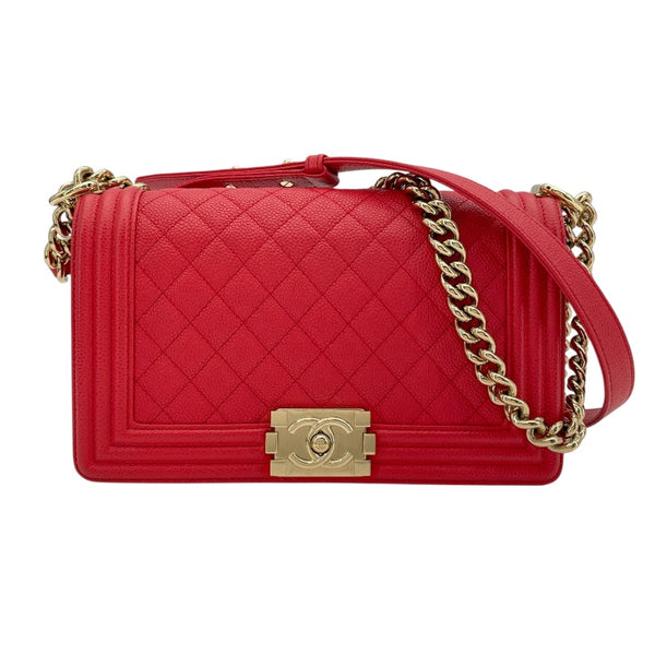 シャネル CHANEL ボーイシャネル25 A67086 29番台 レッド GD金具 ソフトキャビアスキン レディース ショルダーバッグ