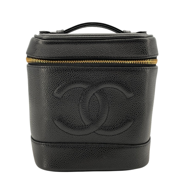 シャネル CHANEL ココマークバニティバッグ A01998 6番台 ブラック GD金具 キャビアスキン レディース ハンドバッグ