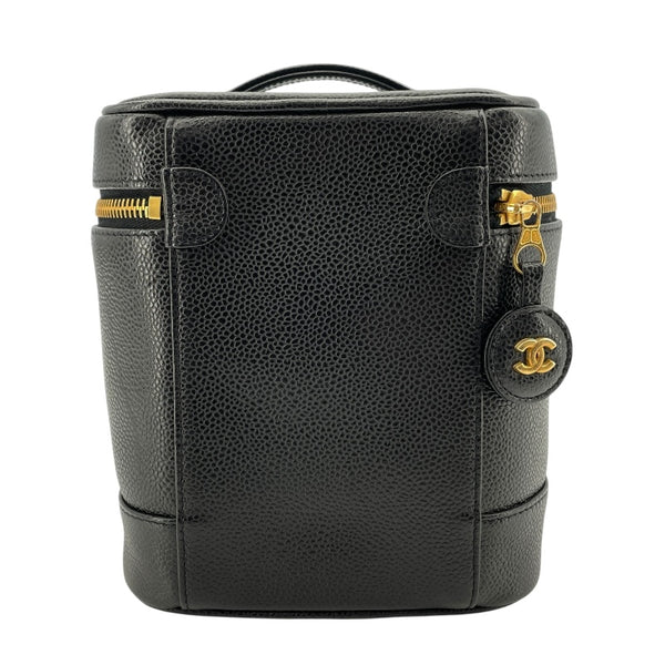 シャネル CHANEL ココマークバニティバッグ A01998 6番台 ブラック GD金具 キャビアスキン レディース ハンドバッグ