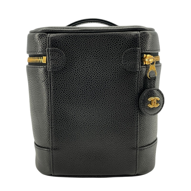 シャネル CHANEL ココマークバニティバッグ A01998 6番台 ブラック GD金具 キャビアスキン レディース ハンドバッグ