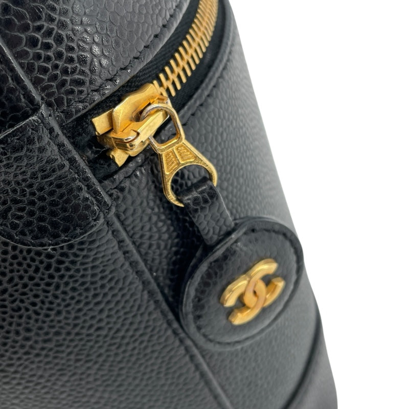 シャネル CHANEL ココマークバニティバッグ A01998 6番台 ブラック GD金具 キャビアスキン レディース ハンドバッグ