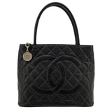 シャネル CHANEL 復刻トート A01804 7番台 ブラック SV金具 キャビアスキン レディース トートバッグ
