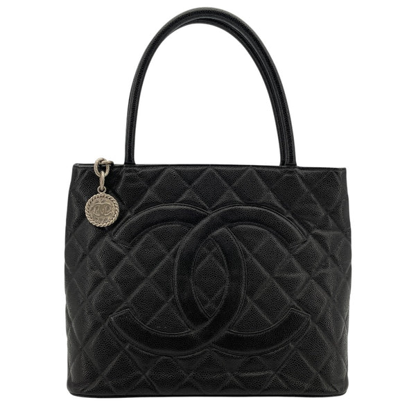 シャネル CHANEL 復刻トート A01804 7番台 ブラック SV金具 キャビアスキン レディース トートバッグ