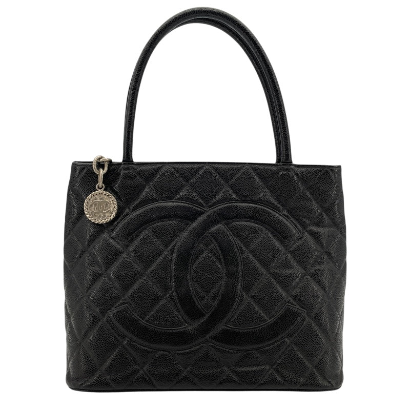 シャネル CHANEL 復刻トート A01804 7番台 ブラック SV金具 キャビアスキン レディース トートバッグ