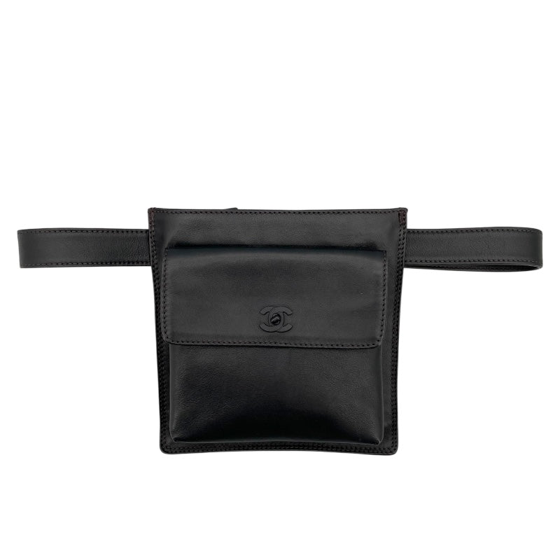 シャネル CHANEL ターンロック ベルトバッグ ブラック ラムスキン レディース ウエストバッグ