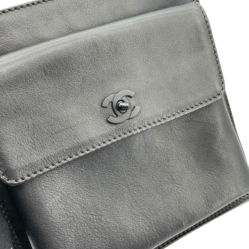 シャネル CHANEL ターンロック ベルトバッグ ブラック ラムスキン レディース ウエストバッグ