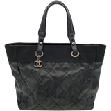 シャネル CHANEL パリビアリッツトートMM A34209 17番台 ブラック コーティングキャンバス レディース ハンドバッグ