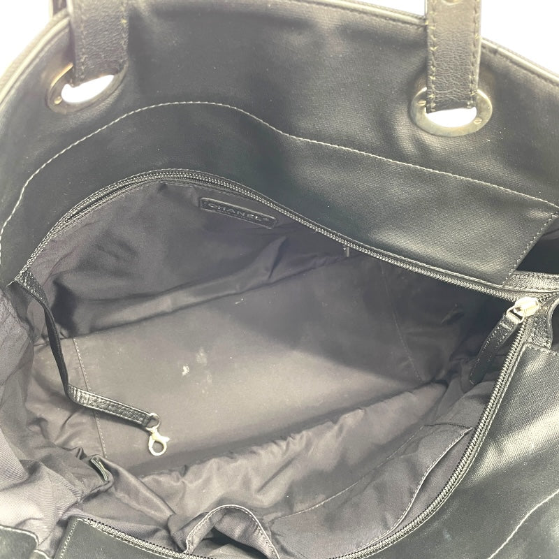 シャネル CHANEL パリビアリッツトートMM A34209 17番台 ブラック コーティングキャンバス レディース ハンドバッグ