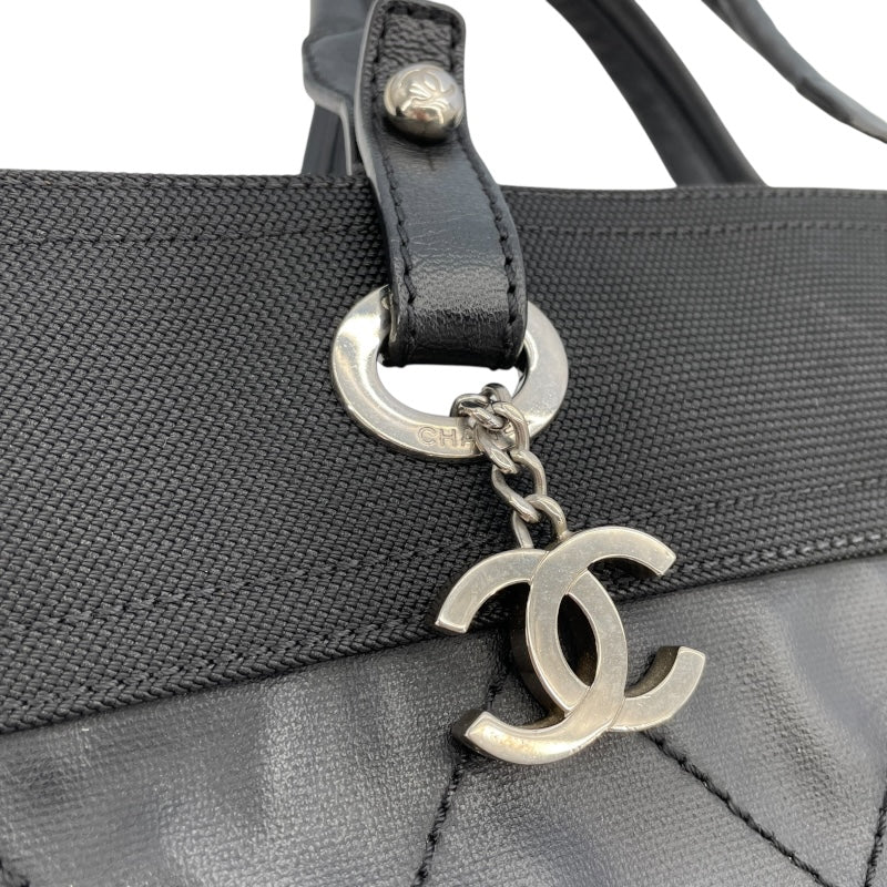 シャネル CHANEL パリビアリッツトートMM A34209 17番台 ブラック コーティングキャンバス レディース ハンドバッグ