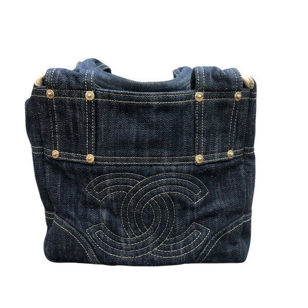 シャネル CHANEL スパークリングデニム　ココマーク　ハンドバッグ A31985 ネイビー デニム ユニセックス ハンドバッグ