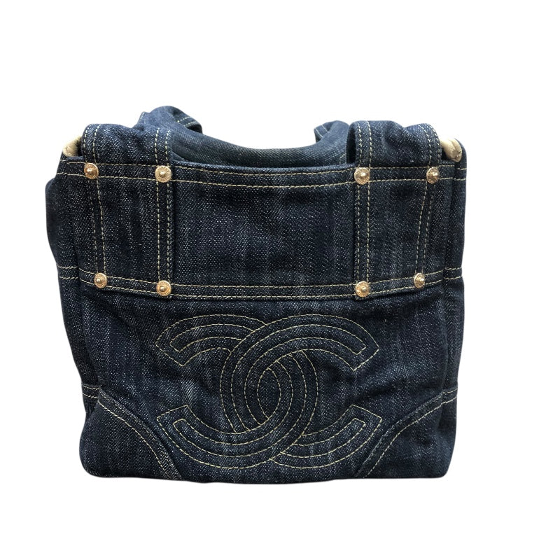 シャネル CHANEL スパークリングデニム　ココマーク　ハンドバッグ A31985 ネイビー デニム ユニセックス ハンドバッグ