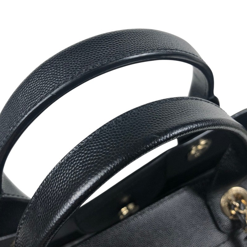 シャネル CHANEL ドーヴィル ラージ A66941 29番台 ブラック シルバー金具 キャビアスキン レディース トートバッグ