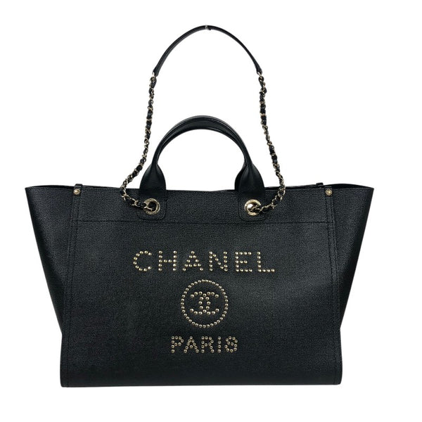 シャネル CHANEL ドーヴィル ラージ A66941 29番台 ブラック シルバー金具 キャビアスキン レディース トートバッグ