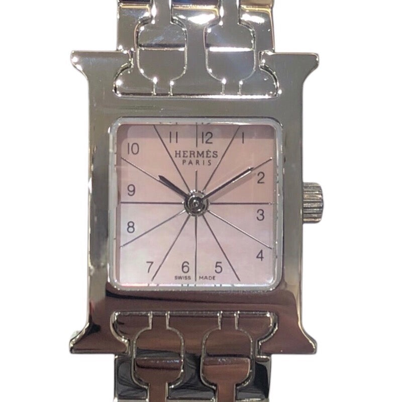 エルメス HERMES Ｈウォッチ ミニ ピンクシェル HH1.110 ピンクシェル ステンレススティール クオーツ レディース 腕時計