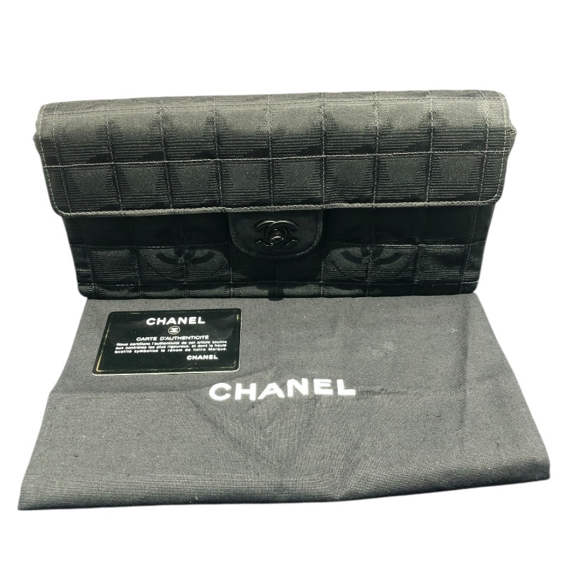 シャネル CHANEL チョコバーショルダー ブラック ナイロンジャガード レディース ショルダーバッグ