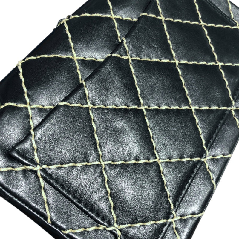 シャネル CHANEL チェーンショルダー ワイルドステッチ ブラック カーフ レディース ショルダーバッグ
