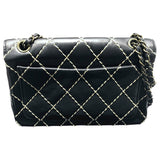 シャネル CHANEL チェーンショルダー ワイルドステッチ ブラック カーフ レディース ショルダーバッグ