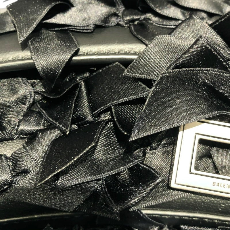 バレンシアガ BALENCIAGA アワーグラス XS 748749 ブラック サテン・レザー レディース ショルダーバッグ