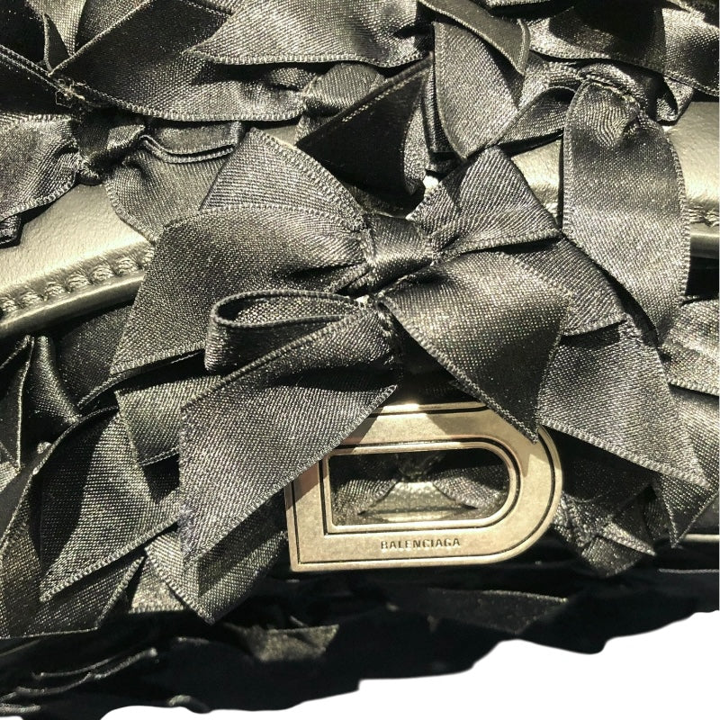 バレンシアガ BALENCIAGA アワーグラス XS 748749 ブラック サテン・レザー レディース ショルダーバッグ