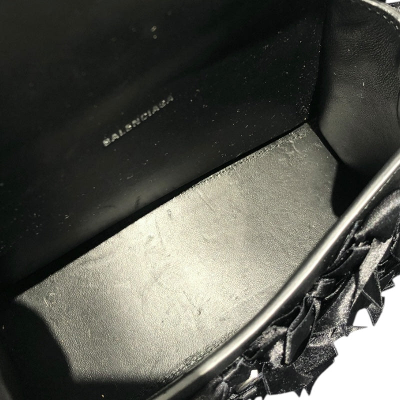 バレンシアガ BALENCIAGA アワーグラス XS 748749 ブラック サテン・レザー レディース ショルダーバッグ