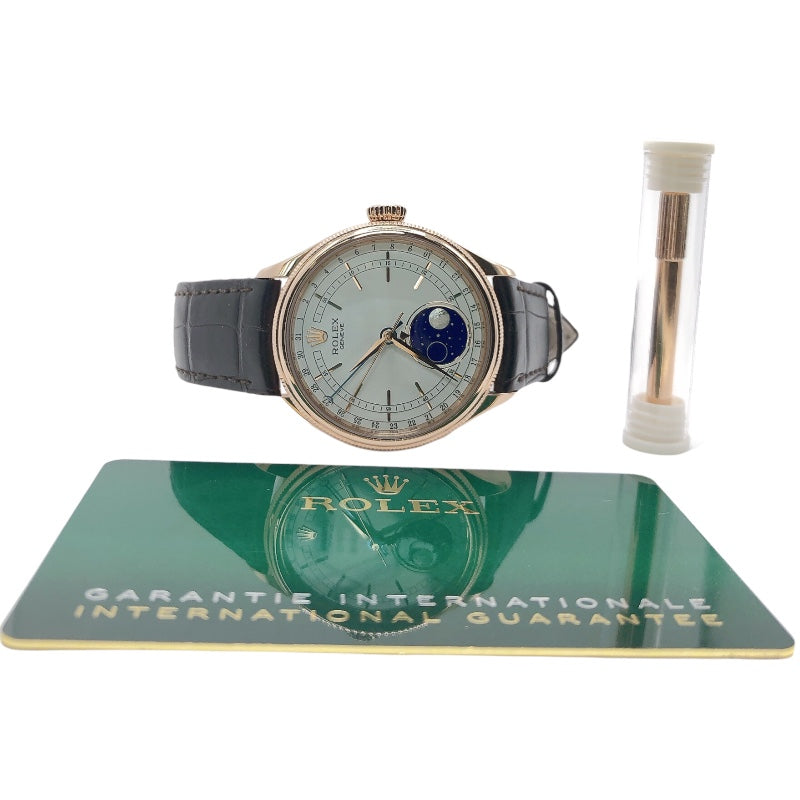 ロレックス ROLEX チェリーニ ムーンフェイズ  50535 18KPG/革 メンズ 腕時計