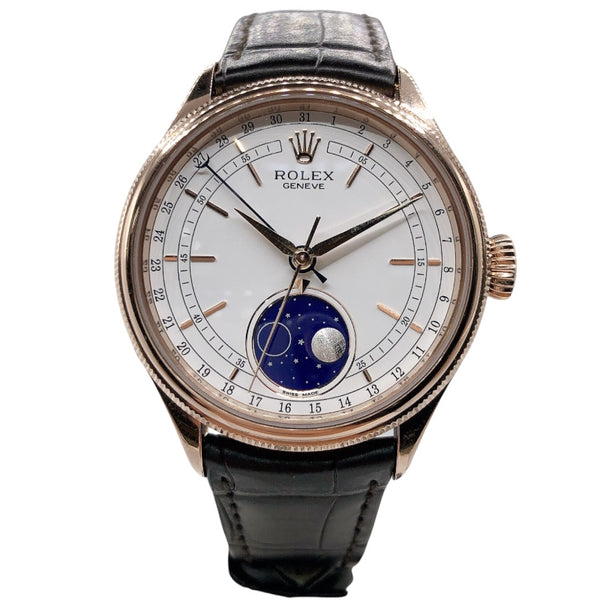 ロレックス ROLEX チェリーニ ムーンフェイズ  50535 18KPG/革 メンズ 腕時計