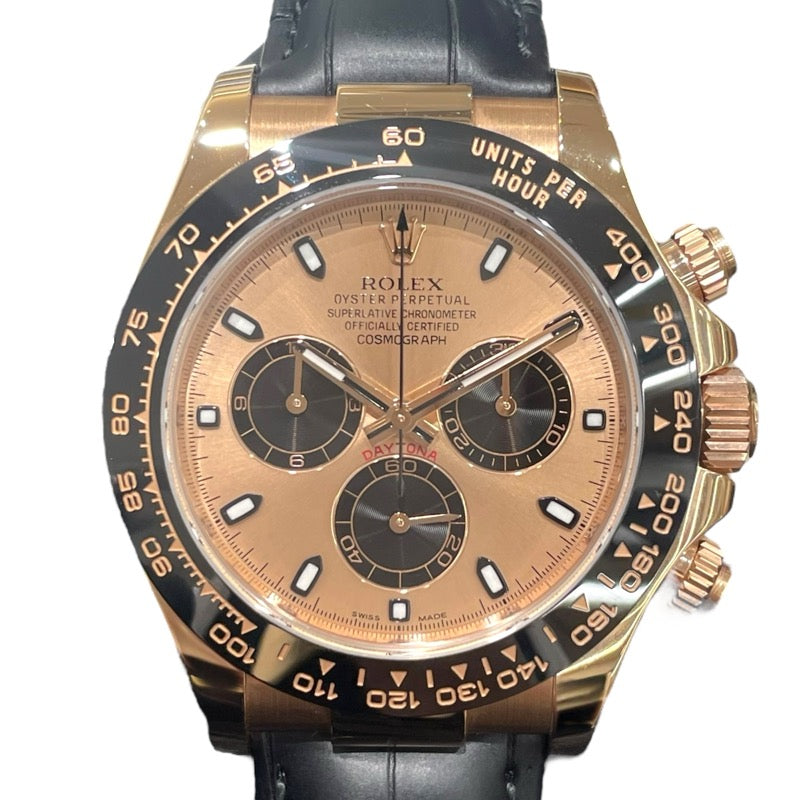 ロレックス ROLEX デイトナ　ピンク/ブラック 116515LN ブラウン K18PG/レザー 自動巻き ユニセックス 腕時計