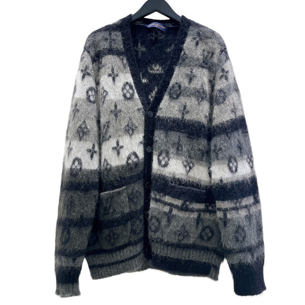 ルイ・ヴィトン LOUIS VUITTON モノグラムニットカーディガン　24SS HQN46W グレー モヘア メンズ カーディガン