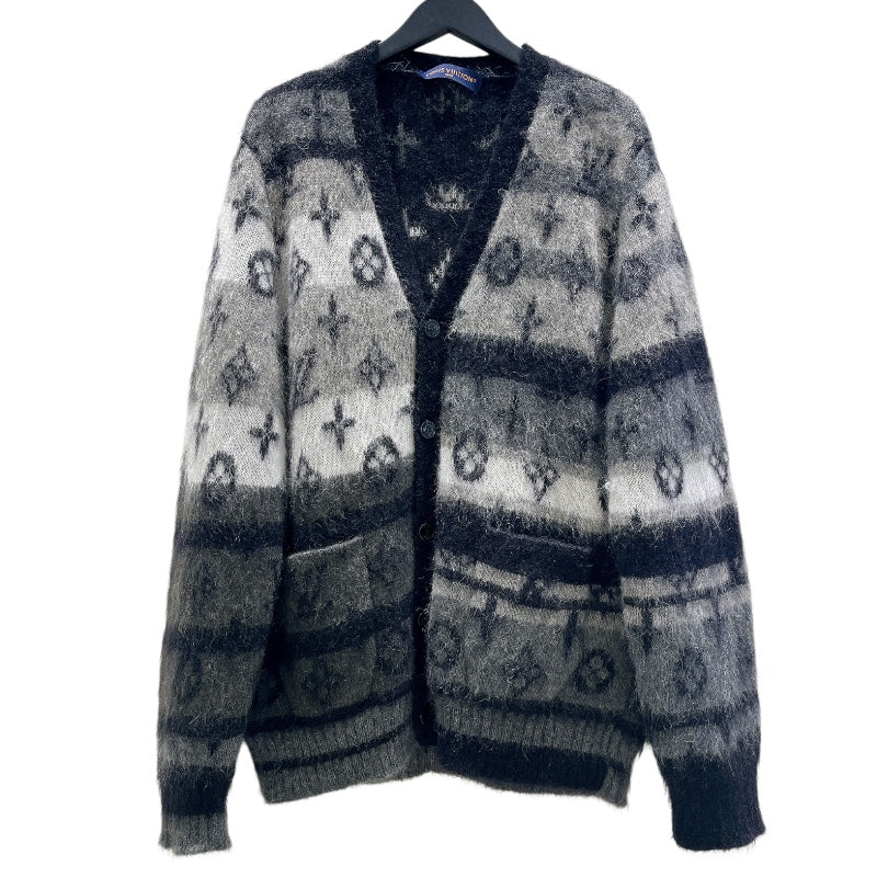 ルイ・ヴィトン LOUIS VUITTON モノグラムニットカーディガン　24SS HQN46W グレー モヘア メンズ カーディガン