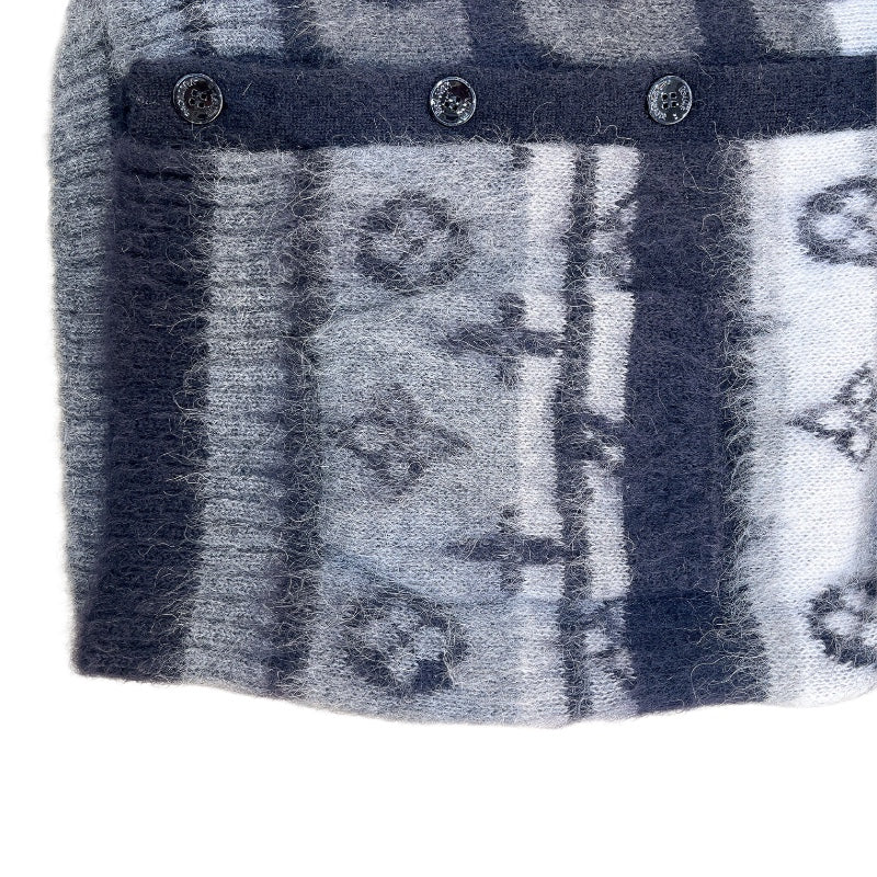 ルイ・ヴィトン LOUIS VUITTON モノグラムニットカーディガン　24SS HQN46W グレー モヘア メンズ カーディガン