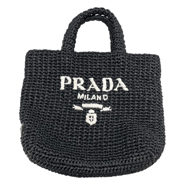 プラダ　クロシェ　スモールバッグ　持ち手に擦れや使用感あり 直営店*PRADA*スモール クロシェ トートバッグ可愛い黒・茶♪ (PRADA