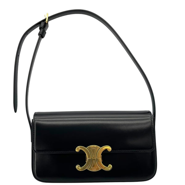 セリーヌ CELINE ショルダーバッグ クロード 1914143 ブラック GD金具 シャイニーカーフ レディース ハンドバッグ