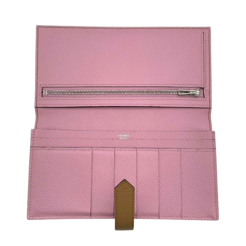 エルメス ベアンスフレ 長財布 モーヴシルベストル/S金具 エルメス HERMES ベアンスフレ ヴェルソ U刻 チャイ×モーヴ