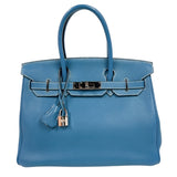 エルメス HERMES バーキン30 □J刻印　(2006年製) ブルージーン シルバー金具 トリヨンクレマンス レディース ハンドバッグ