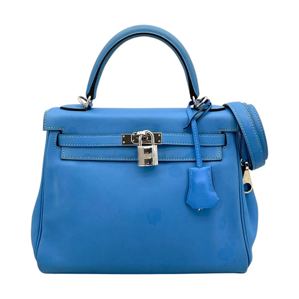 エルメス HERMES ケリー25 内縫い □R刻 ブルーパラダイス SV金具 スイフト レディース ショルダーバッグ