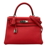 エルメス HERMES ケリー28 内縫い □P刻印　(2012年製) ローズジャイプール SV金具 トゴ レディース ショルダーバッグ