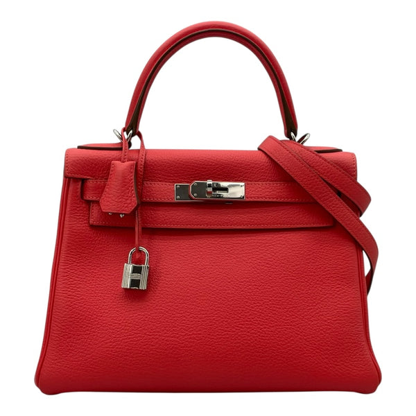 エルメス HERMES ケリー28 内縫い □P刻印　(2012年製) ローズジャイプール SV金具 トゴ レディース ショルダーバッグ