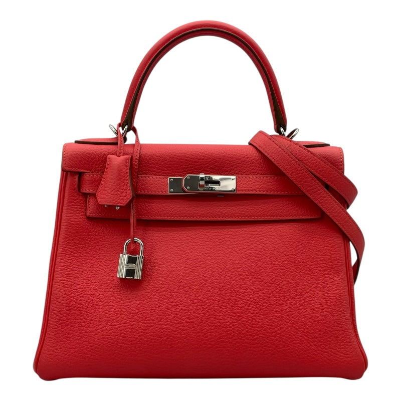 エルメス HERMES ケリー28 内縫い □P刻印　(2012年製) ローズジャイプール SV金具 トゴ レディース ショルダーバッグ