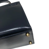 エルメス HERMES ケリー28　外縫い 〇T刻 ブルーインディゴ　ゴールド金具 ボックスカーフ レディース ハンドバッグ