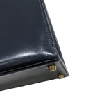 エルメス HERMES ケリー28　外縫い 〇T刻 ブルーインディゴ　ゴールド金具 ボックスカーフ レディース ハンドバッグ