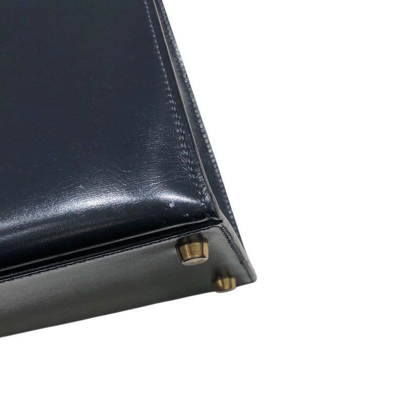 エルメス HERMES ケリー28　外縫い 〇T刻 ブルーインディゴ　ゴールド金具 ボックスカーフ レディース ハンドバッグ